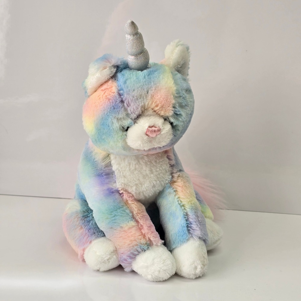 Gund Shimmer Caticorn Plush 13" Pastel Tie Dye Sparkle Horn Fantasy Toy